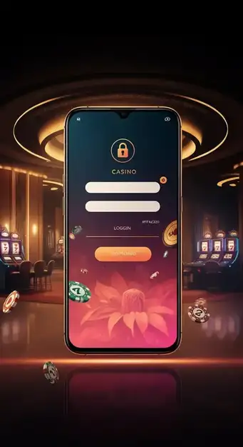 Interface de connexion sécurisée de Savaspin Casino affichant des champs d'e-mail et de mot de passe avec une icône de cadenas et un fond représentant des éléments de jeu